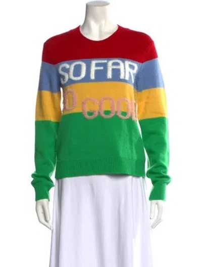 Pre-owned Lingua Franca Wool Graphic Print Sweater In Green