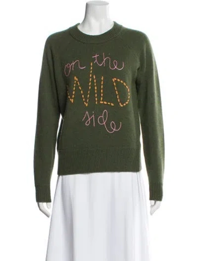 Pre-owned Lingua Franca Wool Graphic Print Sweater In Green