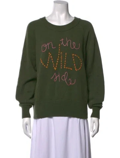 Pre-owned Lingua Franca Wool Graphic Print Sweater In Green