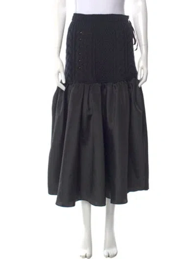 Pre-owned Lingua Franca Wool Midi Length Skirt In Black