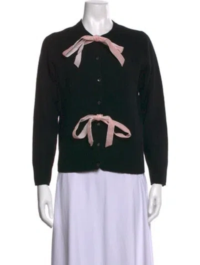 Pre-owned Lingua Franca Wool Open Front Sweater In Black