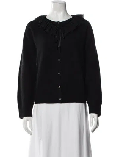 Pre-owned Lingua Franca Wool Open Front Sweater In Black