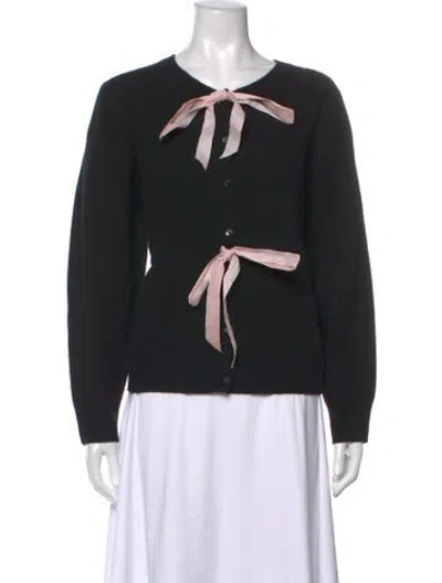 Pre-owned Lingua Franca Wool Open Front Sweater In Black