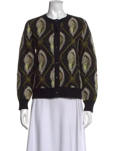 Pre-owned Lingua Franca Wool Patterned Sweater In Black