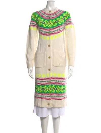 Pre-owned Lingua Franca Wool Patterned Sweater In Neutrals