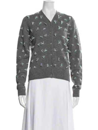 Pre-owned Lingua Franca Wool Patterned Sweater W/ Tags In Gray
