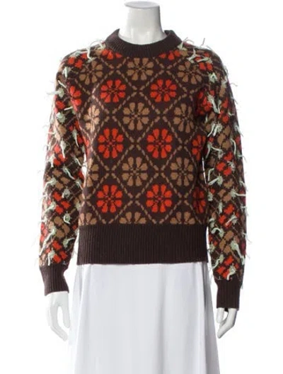 Pre-owned Lingua Franca Wool Printed Sweater In Brown