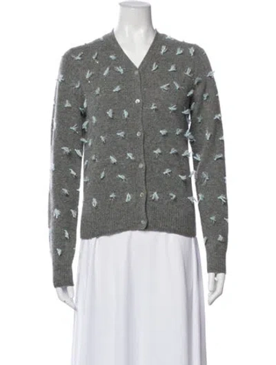Pre-owned Lingua Franca Wool Printed Sweater In Gray
