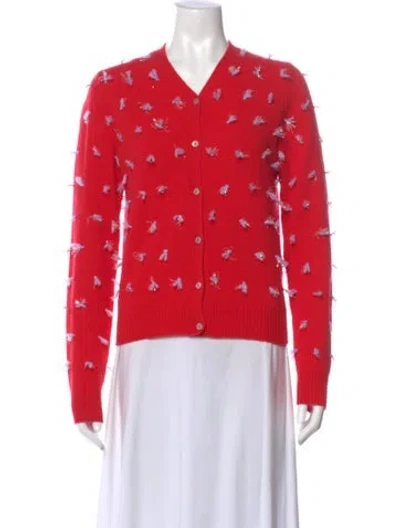 Pre-owned Lingua Franca Wool Printed Sweater In Pink