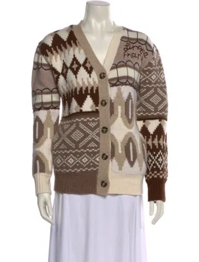 Pre-owned Lingua Franca Wool Printed Sweater W/ Tags In Neutral