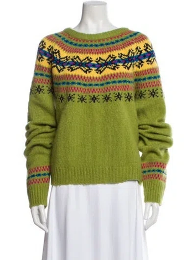 Pre-owned Lingua Franca Wool Striped Sweater W/ Tags In Green