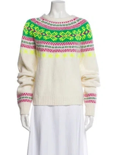 Pre-owned Lingua Franca Wool Striped Sweater W/ Tags In Yellow