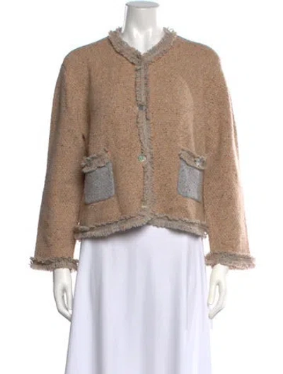 Pre-owned Lingua Franca Wool Tweed Pattern Sweater In Neutrals