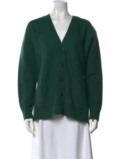 Pre-owned Lingua Franca Wool V-neck Sweater In Green