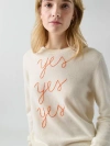 Lingua Franca Yes Yes Yes Crewneck In Cream
