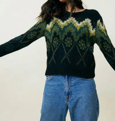 Lingua Franca Zig Zag Jacquard Pullover In Black