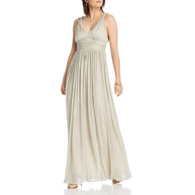 Lini Katherine Womens Metallic Double V-neck Formal Dress In Neutral
