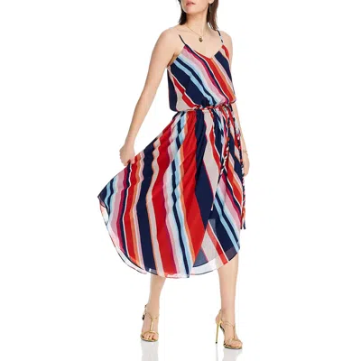 Lini Kim Womens Striped V-neck Midi Dress In Multi