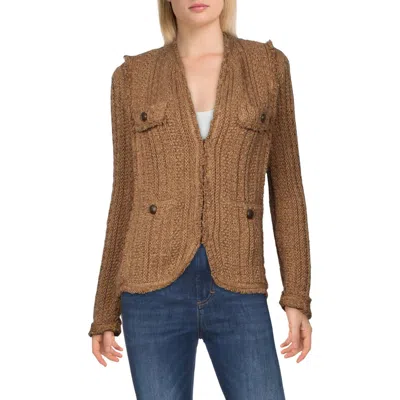 Lini Zoe Womens Silk Blend Crotchet Knit Blazer In Brown