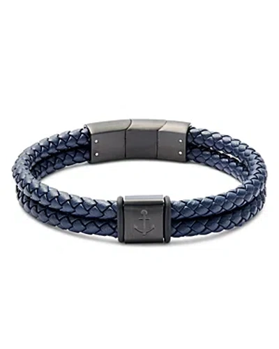 Link Up Anchor Braided Leather Bracelet In Navy