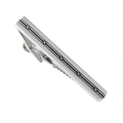 Link Up Black Square Pattern Center Tie Bar Cufflinks And Stud Sets In Metallic