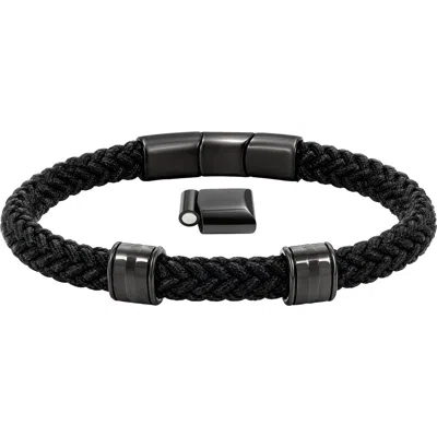 Link Up Braided Nylon Double Steel Bracelet In Black