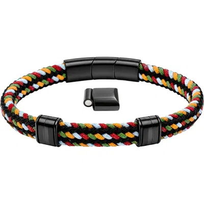 Link Up Braided Nylon Double Steel Bracelet In Multi
