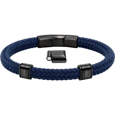 Link Up Braided Nylon Double Steel Bracelet In Navy