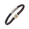 Link Up Braided Two-color Leather Bracelet With Stainless Steel Detail In Black