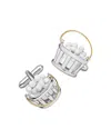 Link Up Bucket Of Golf Balls Silver & Gold Tone Rhodium Plated Cufflinks In Silver