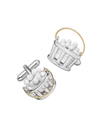 Link Up Bucket Of Golf Balls Silver & Gold Tone Rhodium Plated Cufflinks