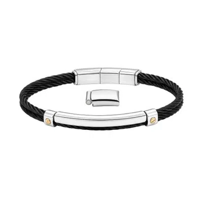 Link Up Double Cable Steel Bracelet With Screw Center In Black