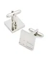 Link Up Engraved Plaid Square Cufflinks In Silver