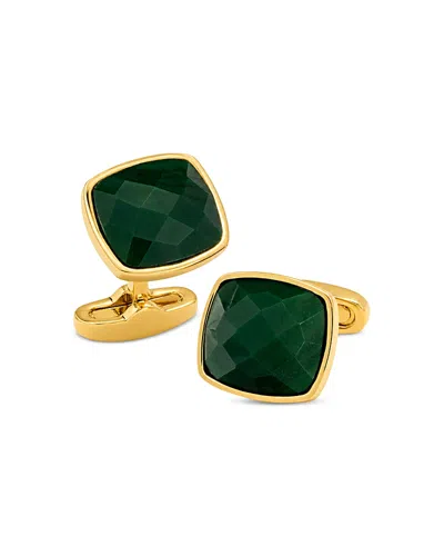 Link Up Facet Cut Green Stone Soft Square Cufflinks In Multi