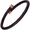 Link Up Flexible Braided Leather Bracelet With Stainless Steel End Caps In Burgundy