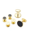 Link Up Men's Goldtone & Black Onyx 6-piece Stud & Cuff Links Set In Black/gold