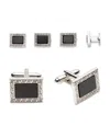 Link Up Greek Key Stud & Cufflinks Set In Black