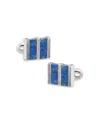 Link Up Lapis Inlay Rhodium Plated Cufflinks In Blue
