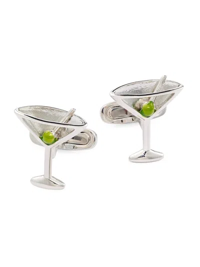Link Up Men's Martini Glasssilver-plated Brass Cufflinks In Metallic