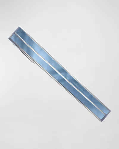 Link Up Men's Mother-of-pearl Stripe Tie Bar In Blue