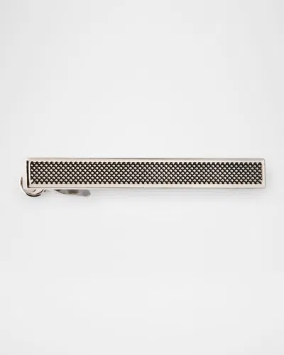 Link Up Men's Textured Brass Tie Bar In Silver