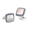 Link Up Mother Of Pearl Soft Square Antiqued Frame Cufflinks In Metallic