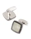 Link Up Mother Of Pearl Soft Square Antiqued Frame Cufflinks In Metallic