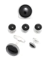 Link Up Men's 6-piece Onyx & Brass Round Stud & Cufflinks Set In Black