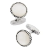 Link Up Round Cufflinks With Texture Border In Multi