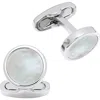 Link Up Round Mother Of Pearl Cufflinks In White