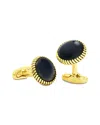 Link Up Round Onyx Rope Border Cufflinks In Black