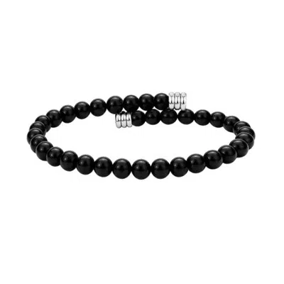 Link Up Semi-precious Beaded Flex Bracelet In Black