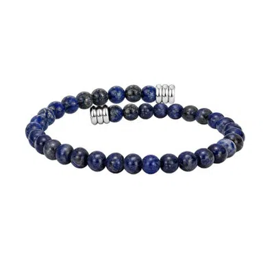 Link Up Semi-precious Beaded Flex Bracelet In Blue