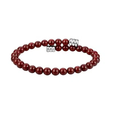 Link Up Semi-precious Beaded Flex Bracelet In Red